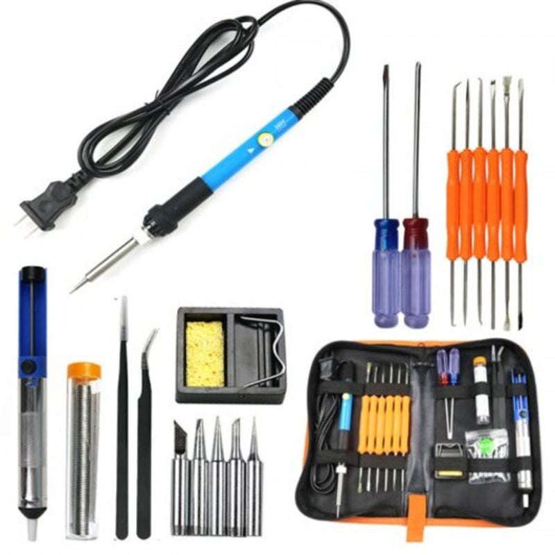 Adjustable Temperature Electric Soldering Iron Kit With Welding Repair Tool Light Sky Blue Us Ac110 120V