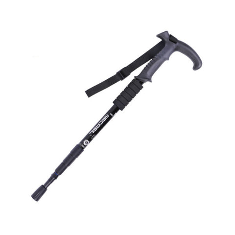 Adjustable Aluminum 4 Section Curved Handle Hiking Poles For Walking Or Trekking