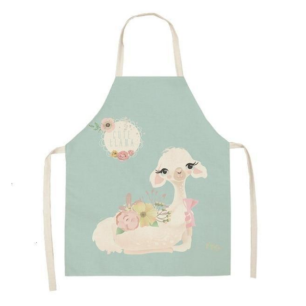 Adorable Alpaca Llama Cactus Printed Cotton Linen Sleeveless Kitchen Aprons