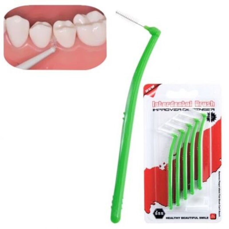 Adult Oral Health Care L Shaped Interdental Brush 5Pcs White Dental Floss & Flossers