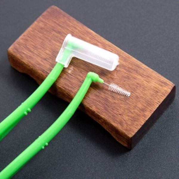 Adult Oral Health Care L Shaped Interdental Brush 5Pcs White Dental Floss & Flossers