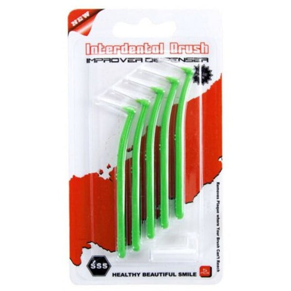 Adult Oral Health Care L Shaped Interdental Brush 5Pcs White Dental Floss & Flossers