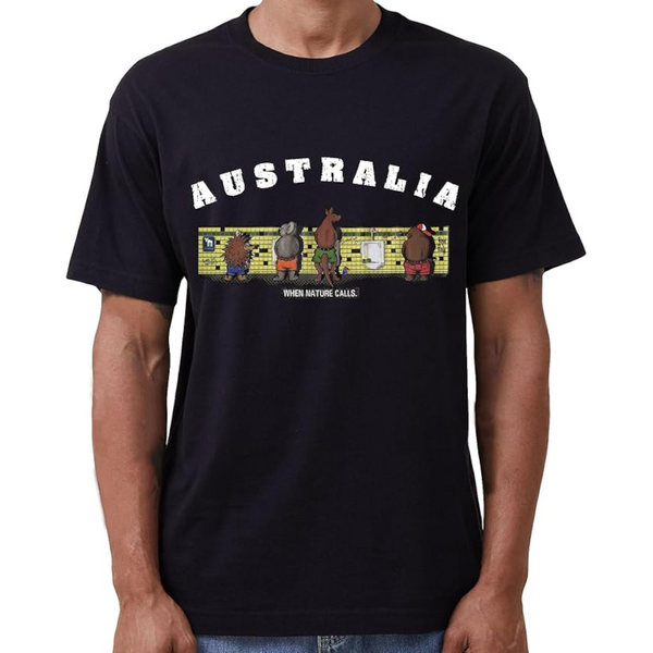 Adult 100% Cotton T Shirt Australia When Nature Calls Souvenir Tee Fun Tops Gift Navy T Shirts