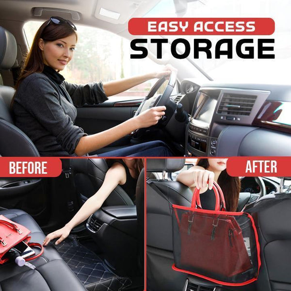 Advanced Upgrade Style Net Pocket Handbag Holder Between Car Seat Storage Car Organisers