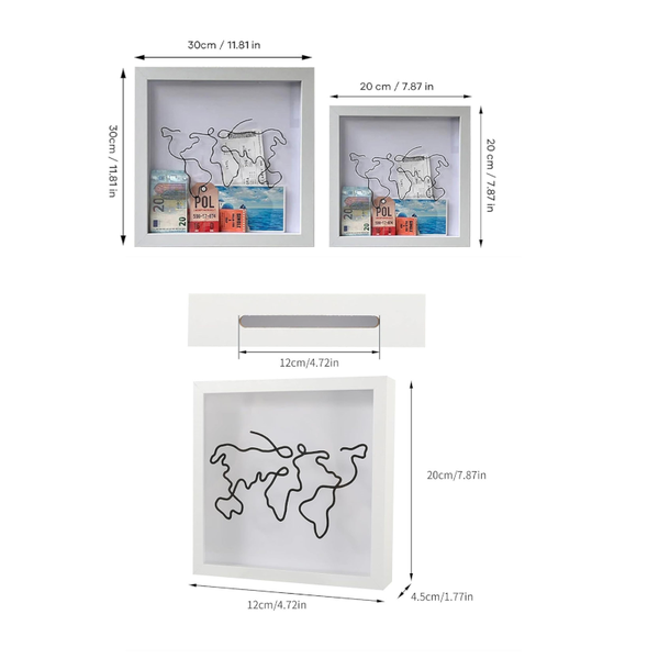 Adventure Archive Box Wood Frame Travel Tickets Keepsakes Storage Photo Frames