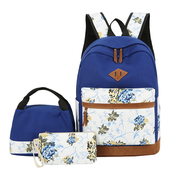Floral Bags Schoolbag Backpack Lunch Wallets Medium Capacity Oxford Backpacks