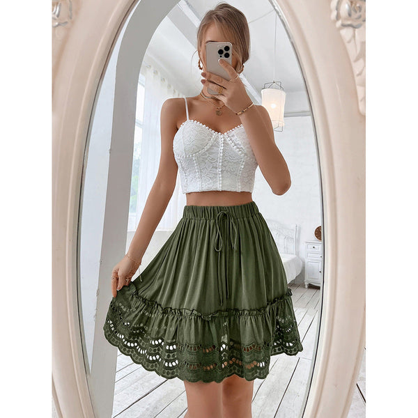 Versatile Casual Women's Lace Patchwork Skirt Skirts