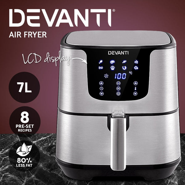 Devanti Air Fryer 7L Lcd Fryers Oil Free Oven Airfryer Kitchen Healthy Cooker Air Fryers
