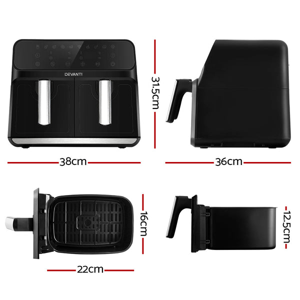 Devanti Air Fryer 8L Lcd Fryers Oven Airfryer Healthy Cooker Oil Free Kitchen Air Fryers