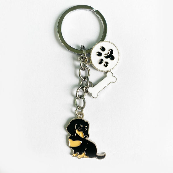 American Style Pet Dog Wax Metal Keychains Black Brown Zinc Alloy 1Pc Pack Keyrings