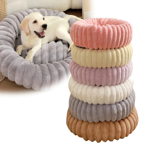 Pet Kennels Long Plush Round Cat Nest Winter Warm Dog Beds Super Soft Mat Sofa Pet Beds