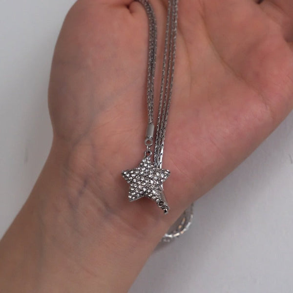 Magnetic Five-Pointed Star Necklace With Rhinestones Stainless Steel Clavicle Chain Personalized Designer Women Jewelry Gifts