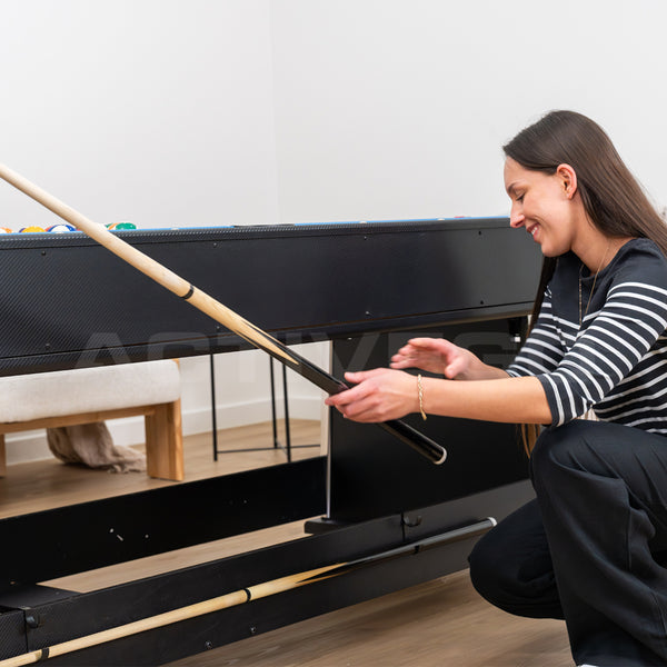 Activego Airshot 4 In 1 Velvet Cloth Pool Table And Hockey With Tennis Desktop Ball Puck Return System Easy Flip Design Full Billiards Balls Cues Bats