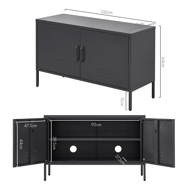 Artiss Artissin Buffet Sideboard Locker Metal Storage Cabinet Base Charcoal Sideboards & Buffets