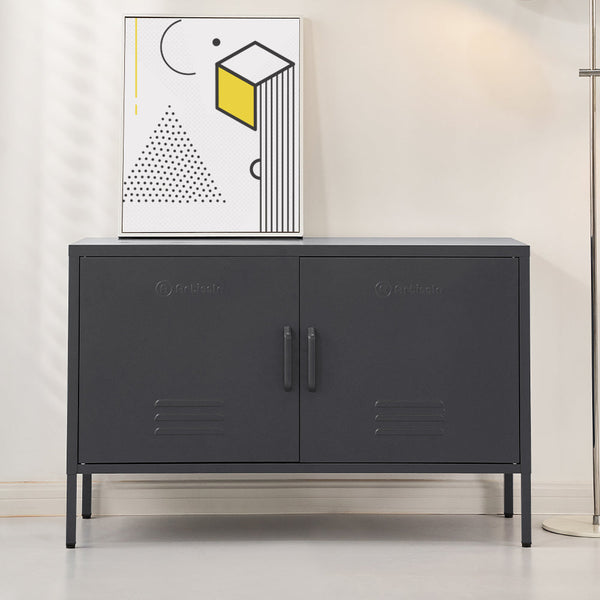 Artiss Artissin Buffet Sideboard Locker Metal Storage Cabinet Base Charcoal Sideboards & Buffets
