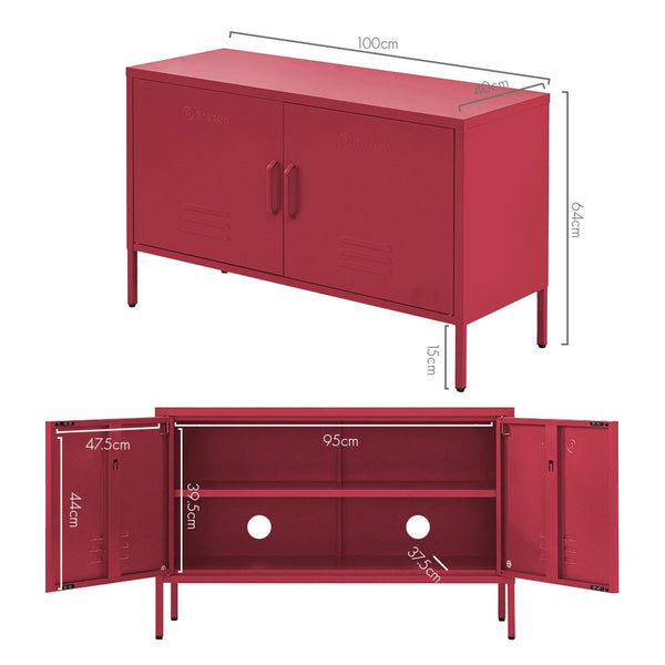 Artiss Artissin Buffet Sideboard Locker Metal Storage Cabinet Base Pink Sideboards & Buffets