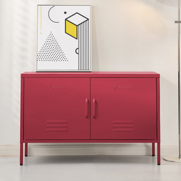 Artiss Artissin Buffet Sideboard Locker Metal Storage Cabinet Base Pink Sideboards & Buffets