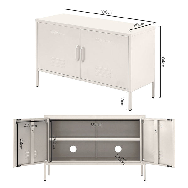 Artiss Artissin Buffet Sideboard Locker Metal Storage Cabinet Base White Sideboards & Buffets