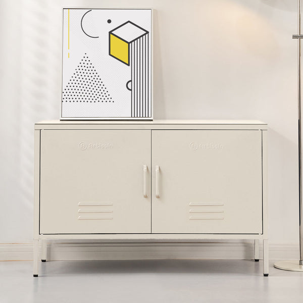 Artiss Artissin Buffet Sideboard Locker Metal Storage Cabinet Base White Sideboards & Buffets