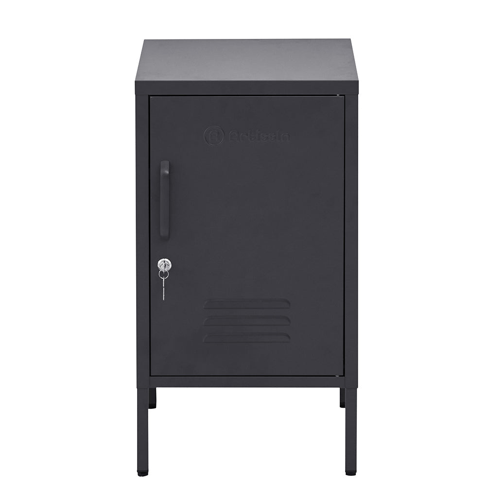 Artiss Artissin Metal Locker Storage Shelf Filing Cabinet Cupboard Bedside Table Black Bedside Tables