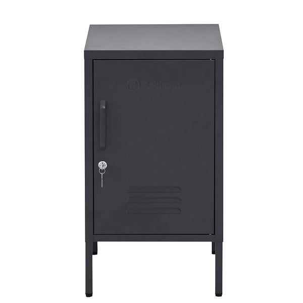 Artiss Artissin Metal Locker Storage Shelf Filing Cabinet Cupboard Bedside Table Black Bedside Tables