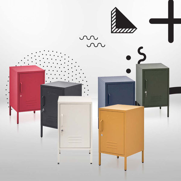 Artiss Artissin Metal Locker Storage Shelf Filing Cabinet Cupboard Bedside Table Black Bedside Tables