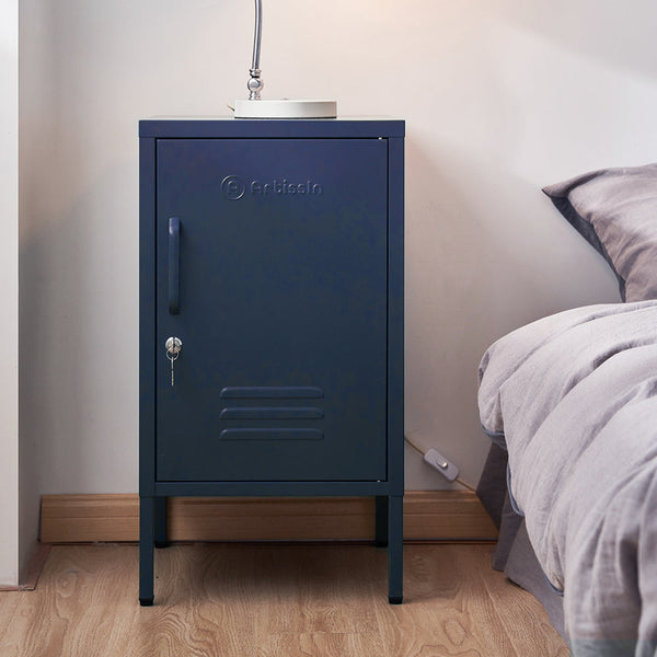 Artiss Artissin Metal Locker Storage Shelf Filing Cabinet Cupboard Bedside Table Blue Bedside Tables