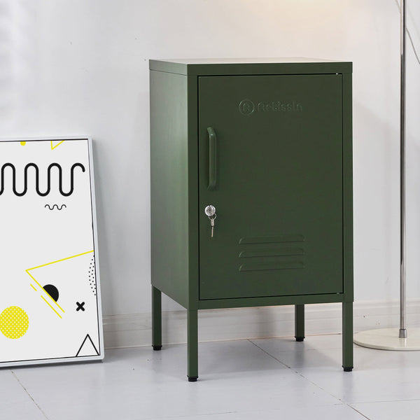 Artiss Artissin Metal Locker Storage Shelf Filing Cabinet Cupboard Bedside Table Green Bedside Tables