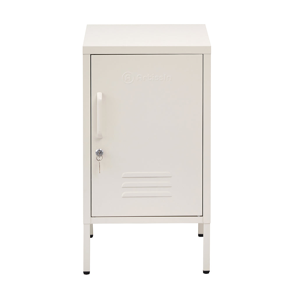 Artiss Artissin Metal Locker Storage Shelf Filing Cabinet Cupboard Bedside Table White Bedside Tables