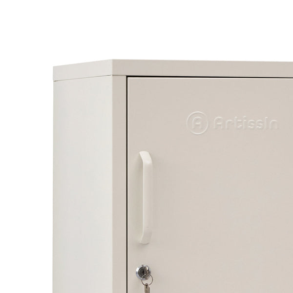 Artiss Artissin Metal Locker Storage Shelf Filing Cabinet Cupboard Bedside Table White Bedside Tables