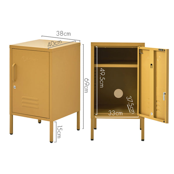 Bedside Tables Artiss Artissin Metal Locker Storage Shelf Filing Cabinet Cupboard Bedside Table Yellow