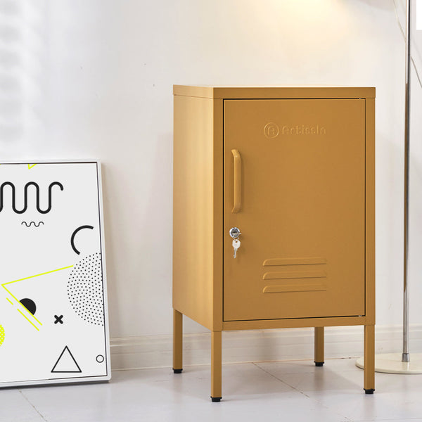 Bedside Tables Artiss Artissin Metal Locker Storage Shelf Filing Cabinet Cupboard Bedside Table Yellow