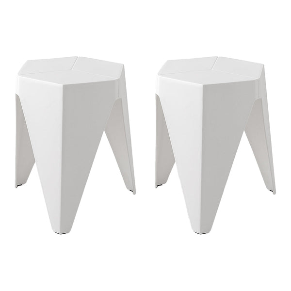 Artiss Artissin Set Of 2 Puzzle Stool Plastic Stacking Bar Stools Dining Chairs Kitchen White Benches Bar Stools