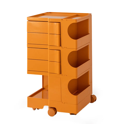 Artissin Bedside Table Side Tables Nightstand Organizer Replica Boby Trolley 5Tier Orange