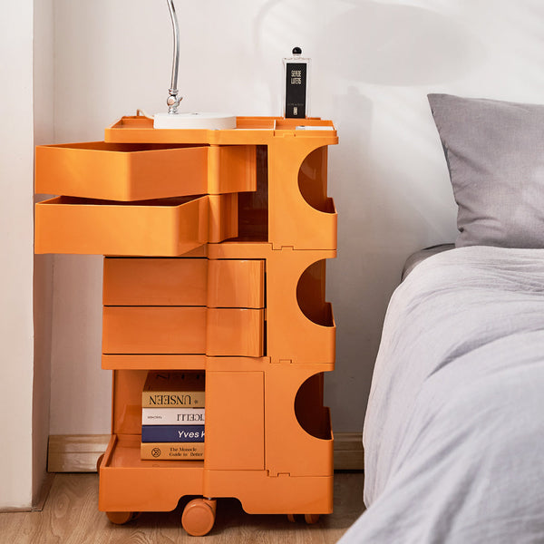 Artiss Artissin Bedside Table Side Tables Nightstand Organizer Replica Boby Trolley 5Tier Orange Bedside Tables