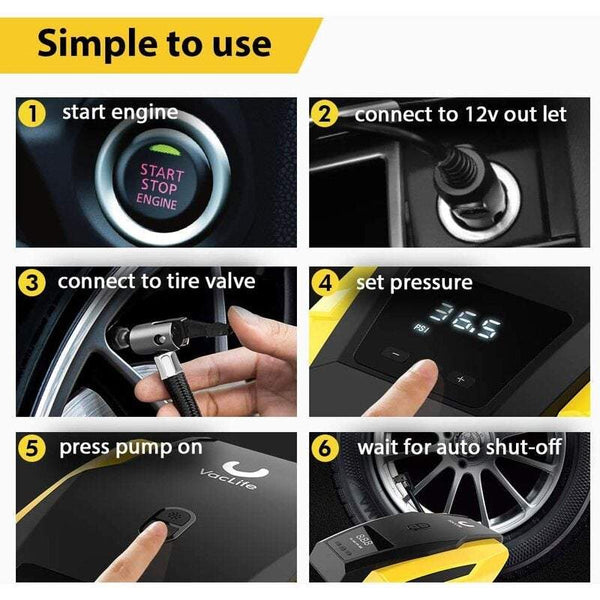 Car Accessories Air Compressor Tire Inflator Dc 12V Portable For Tires Auto Pump With Led Light Digital Bicycles And Other Inflatables Pumps