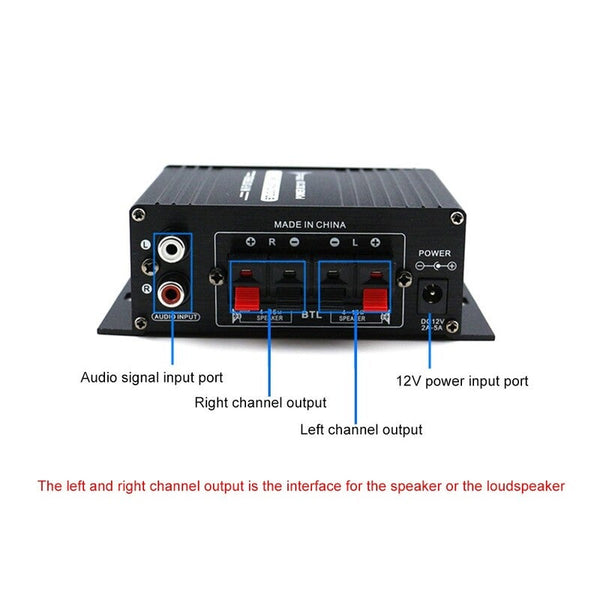 Ak170 12V Mini Audio Power Amplifier Digital Receiver Dual Channel 20W20w Bass Treble Volume Control For Car Use Amplifiers & Preamps