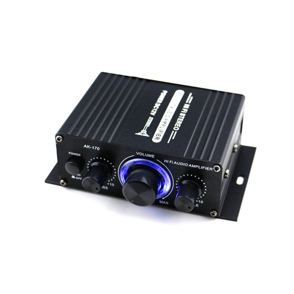 Ak170 12V Mini Audio Power Amplifier Digital Receiver Dual Channel 20W20w Bass Treble Volume Control For Car Home Use