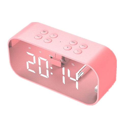 Alarm Clock Radio With Wireless Bluetooth Speaker Fm Night Light Home Bedroom Kitchen Office Kids Pink