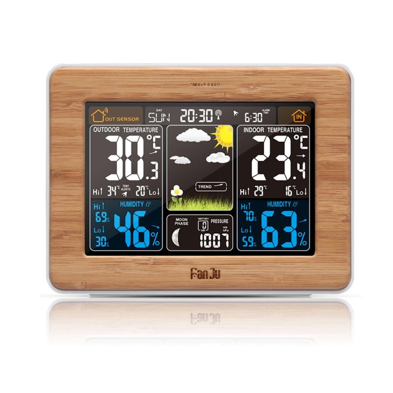 Alarm Clock With Time Temperature Projection Usb Charging Bamboo Alarm Clocks & Clock Radios