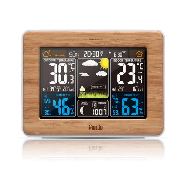 Alarm Clock With Time Temperature Projection Usb Charging Bamboo Alarm Clocks & Clock Radios