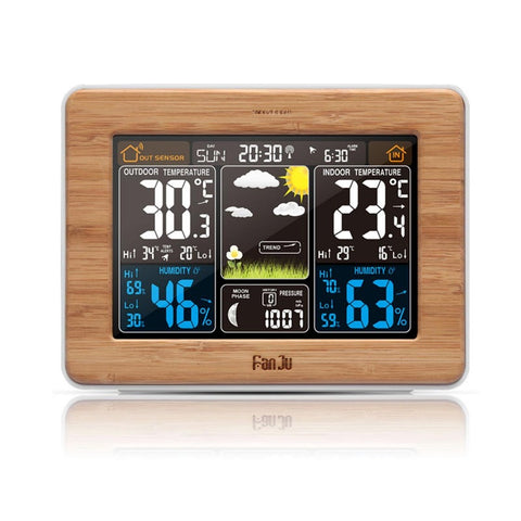 Alarm Clock With Time Temperature Projection Usb Charging Bamboo Alarm Clocks & Clock Radios