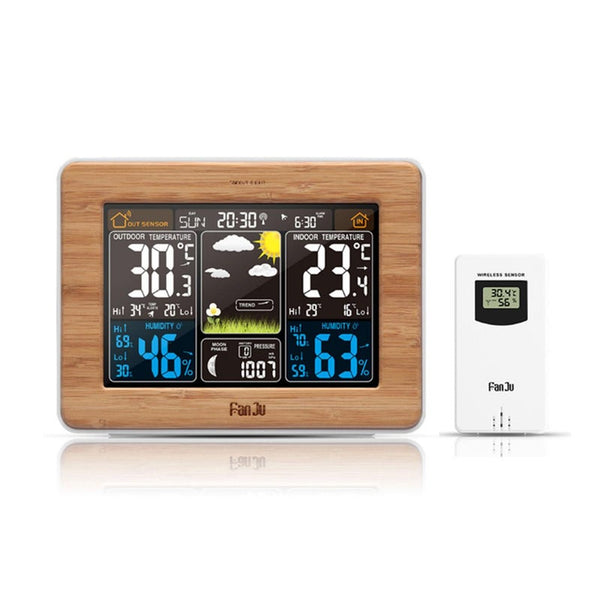 Alarm Clock With Time Temperature Projection Usb Charging Bamboo Alarm Clocks & Clock Radios