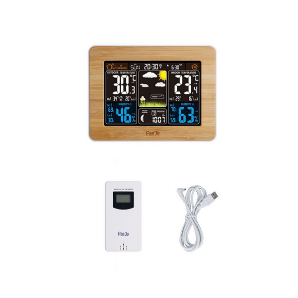 Alarm Clock With Time Temperature Projection Usb Charging Bamboo Alarm Clocks & Clock Radios