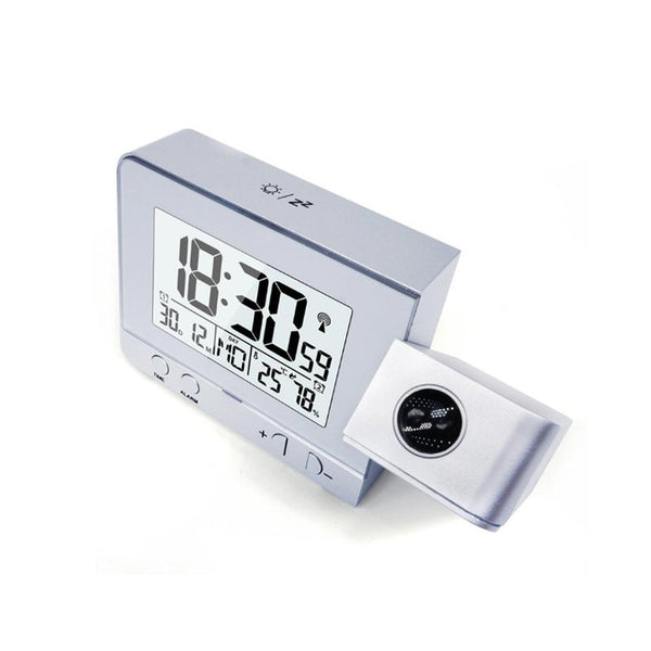 Alarm Clock With Time And Temperature Projection Usb Charging Silver