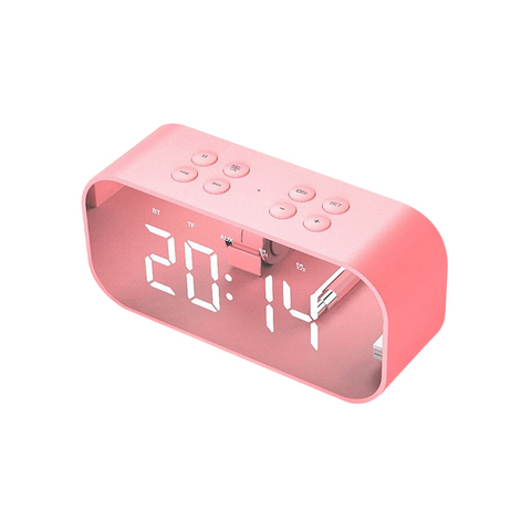 Alarm Clock With Wireless Bluetooth Speaker Night Light Home Bedroom Kitchen Office Kids Pink