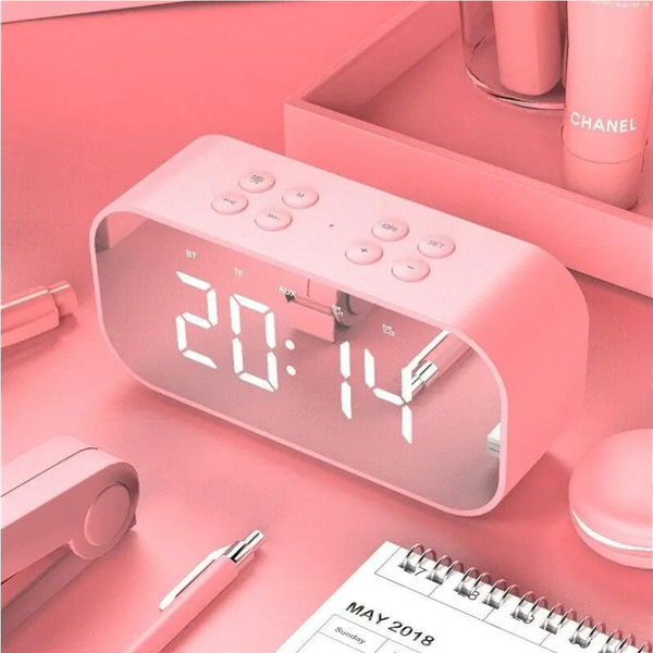 Alarm Clock With Wireless Bluetooth Speaker Night Light Home Bedroom Kitchen Office Kids Pink Alarm Clocks & Clock Radios