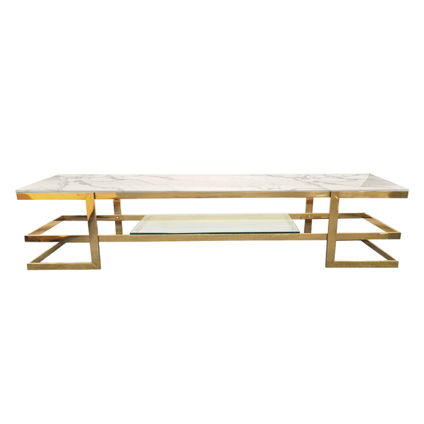 Alexa Gold Tv Unit White Marble Tv Stands & Entertainment Units