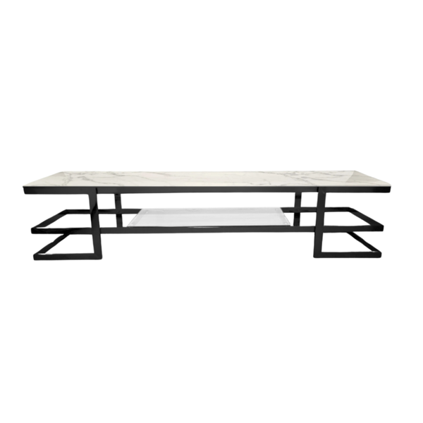 Alexa Black Tv Unit White Marble Tv Stands & Entertainment Units