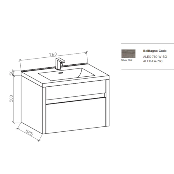 Belbagno Alexandra Wall Hung Bathroom Vanity In Silver Oak Bathroom Sinks